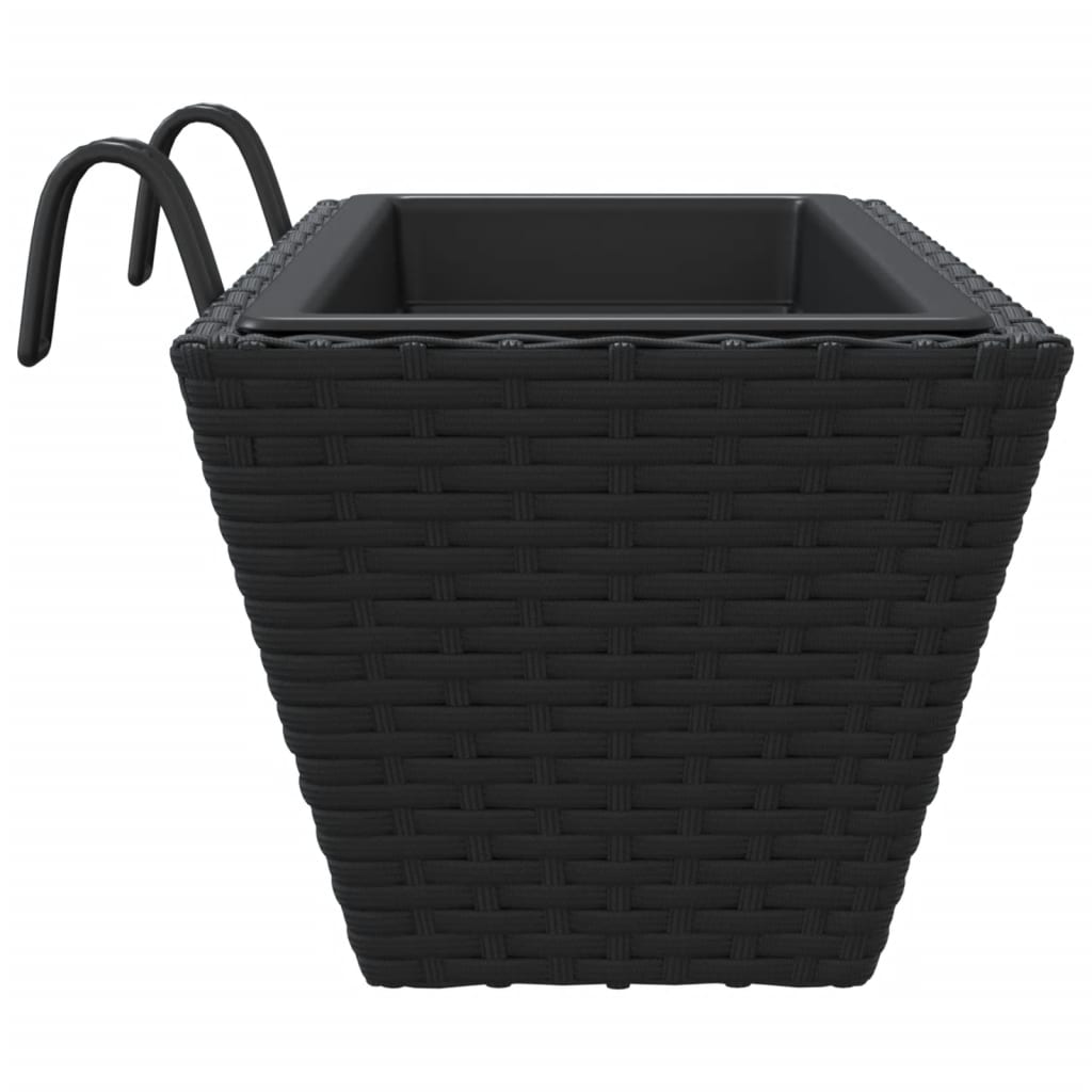Plantenbakken 2 st met haken poly rattan zwart is nu te koop bij PeponiXL, paradijselijk wonen!