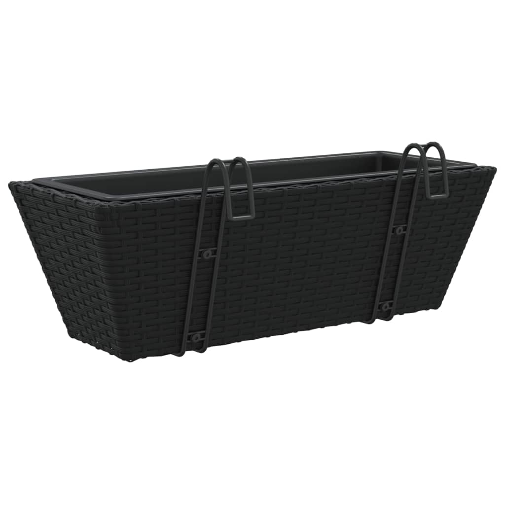 Plantenbakken 2 st met haken poly rattan zwart is nu te koop bij PeponiXL, paradijselijk wonen!