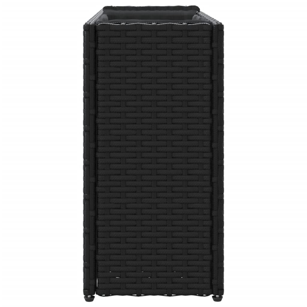 Plantenbak met 2 potten 90x20x40 cm poly rattan zwart is nu te koop bij PeponiXL, paradijselijk wonen!