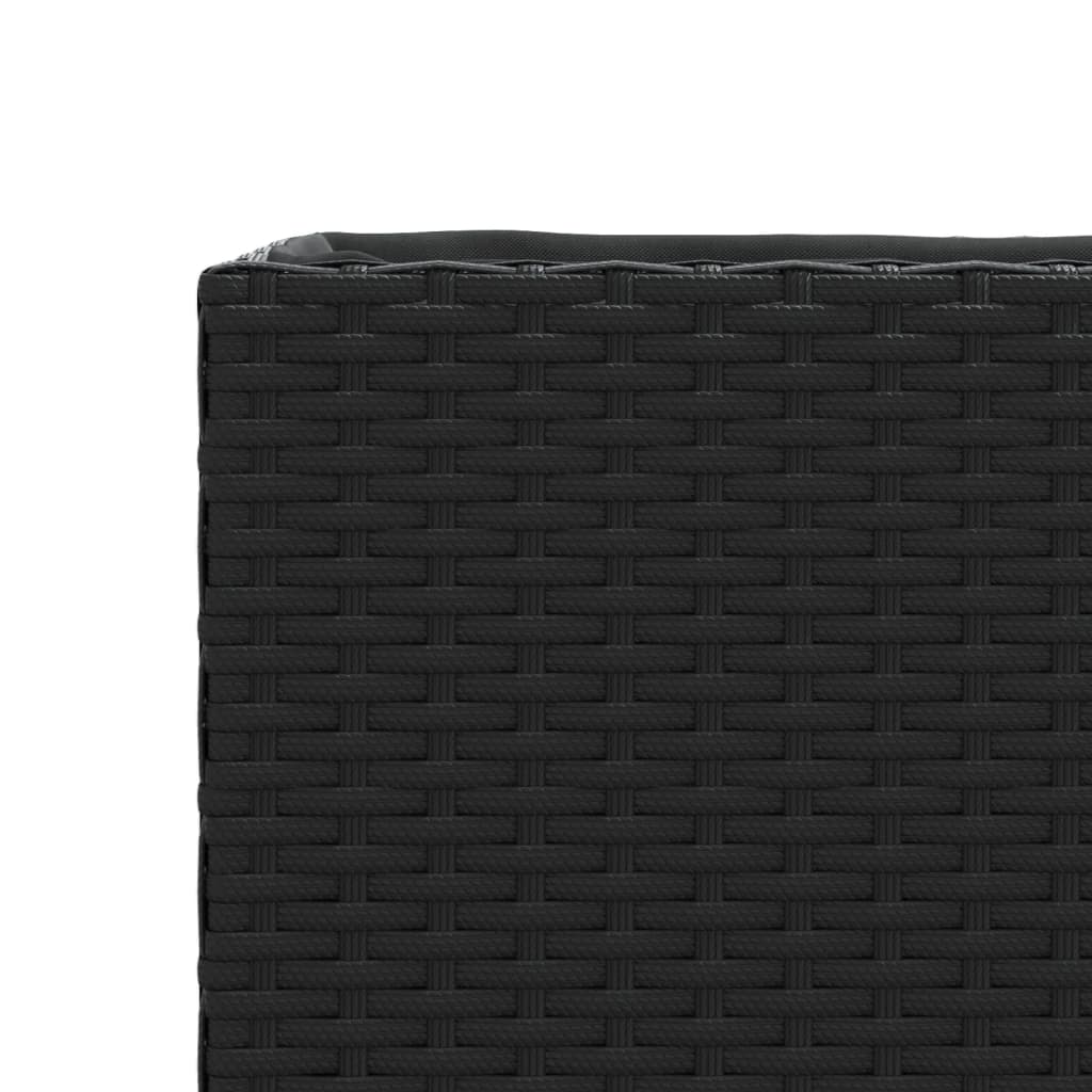 Plantenbak met 2 potten 90x20x40 cm poly rattan zwart is nu te koop bij PeponiXL, paradijselijk wonen!