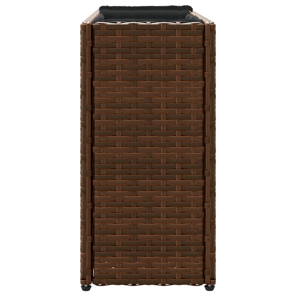 Plantenbak met 2 potten 90x20x40 cm poly rattan bruin is nu te koop bij PeponiXL, paradijselijk wonen!
