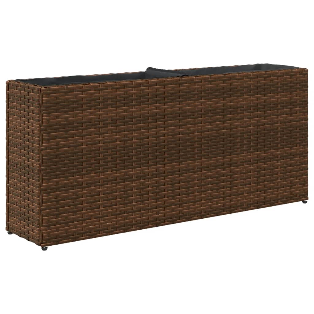 Plantenbak met 2 potten 90x20x40 cm poly rattan bruin is nu te koop bij PeponiXL, paradijselijk wonen!
