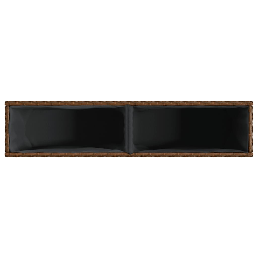 Plantenbak met 2 potten 90x20x40 cm poly rattan bruin is nu te koop bij PeponiXL, paradijselijk wonen!