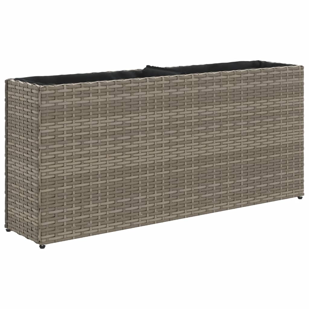 Plantenbak met 2 potten 90x20x40 cm poly rattan grijs is nu te koop bij PeponiXL, paradijselijk wonen!
