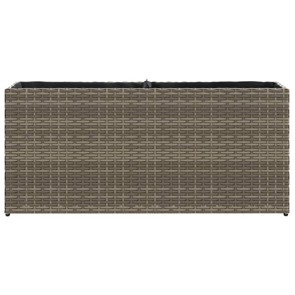 Plantenbak met 2 potten 90x20x40 cm poly rattan grijs is nu te koop bij PeponiXL, paradijselijk wonen!