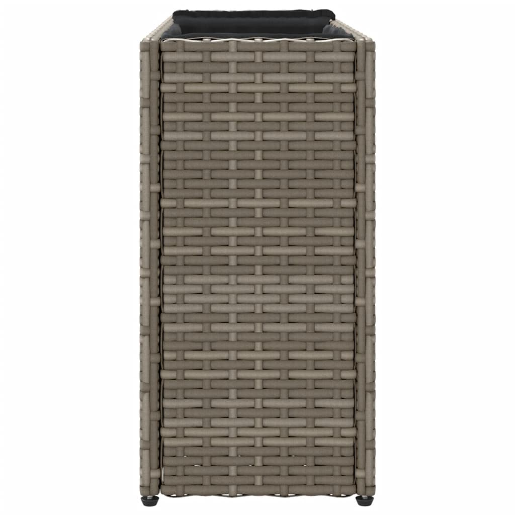 Plantenbak met 2 potten 90x20x40 cm poly rattan grijs is nu te koop bij PeponiXL, paradijselijk wonen!