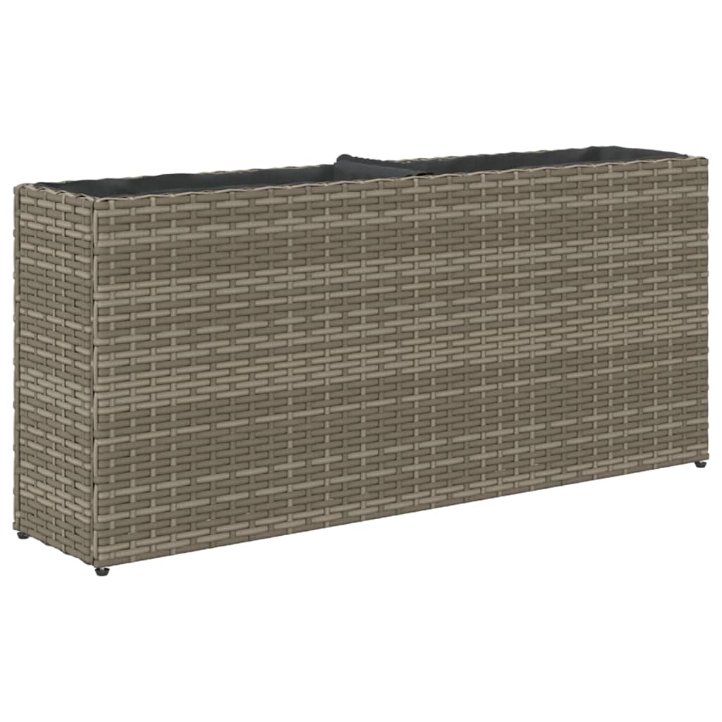 Plantenbak met 2 potten 90x20x40 cm poly rattan grijs is nu te koop bij PeponiXL, paradijselijk wonen!