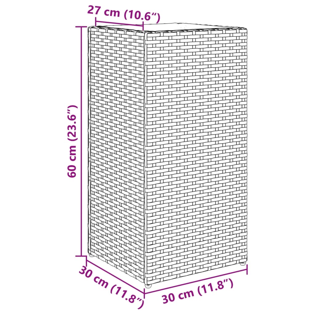 Plantenbak 30x30x60 cm poly rattan zwart is nu te koop bij PeponiXL, paradijselijk wonen!