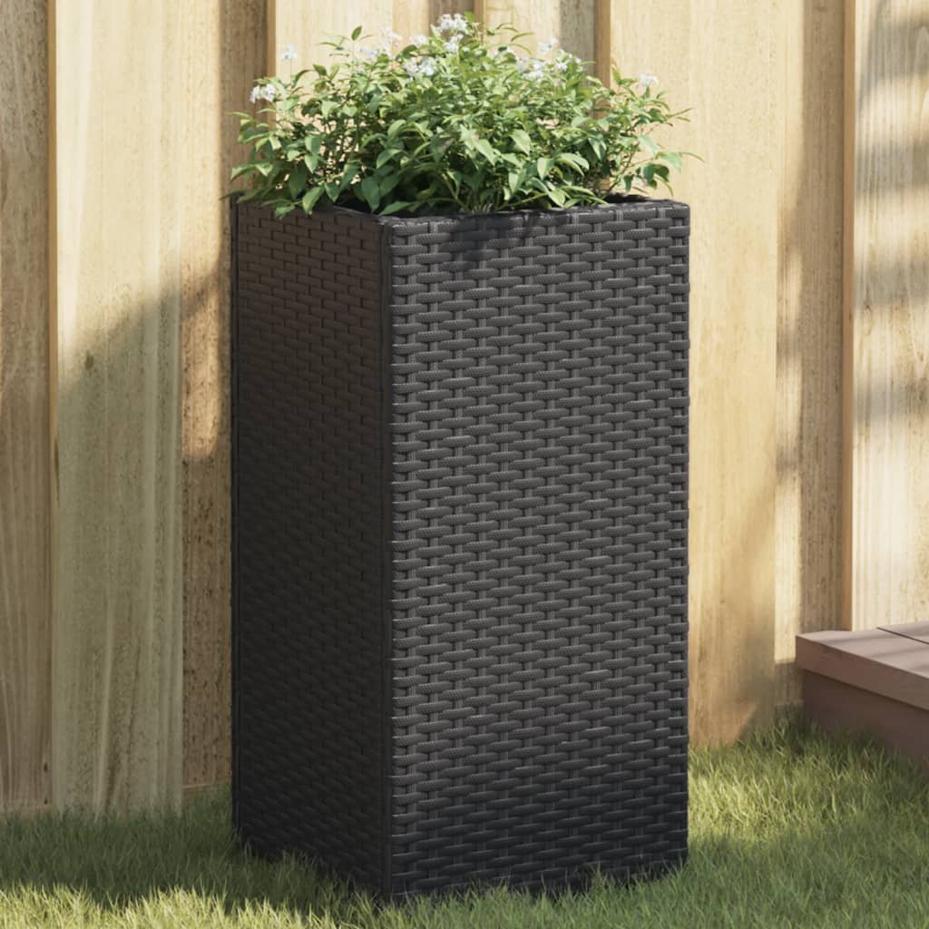 Plantenbak 30x30x60 cm poly rattan zwart is nu te koop bij PeponiXL, paradijselijk wonen!