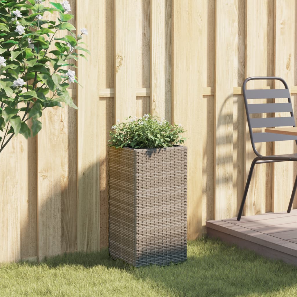 Plantenbak 30x30x60 cm poly rattan grijs is nu te koop bij PeponiXL, paradijselijk wonen!