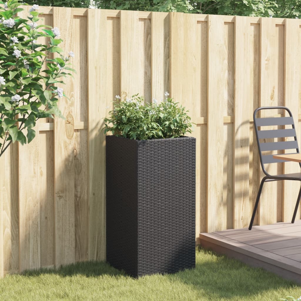 Plantenbak 40x40x80 cm poly rattan zwart is nu te koop bij PeponiXL, paradijselijk wonen!