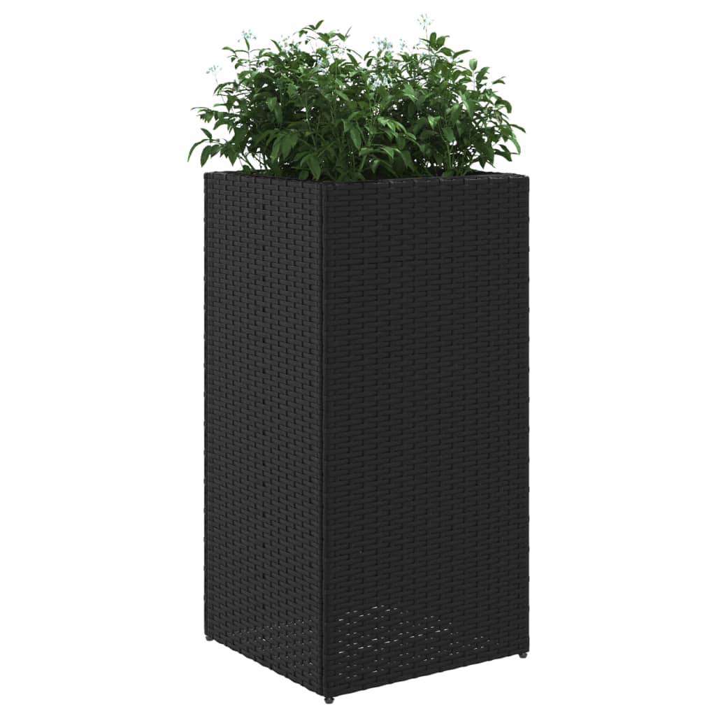 Plantenbak 40x40x80 cm poly rattan zwart is nu te koop bij PeponiXL, paradijselijk wonen!