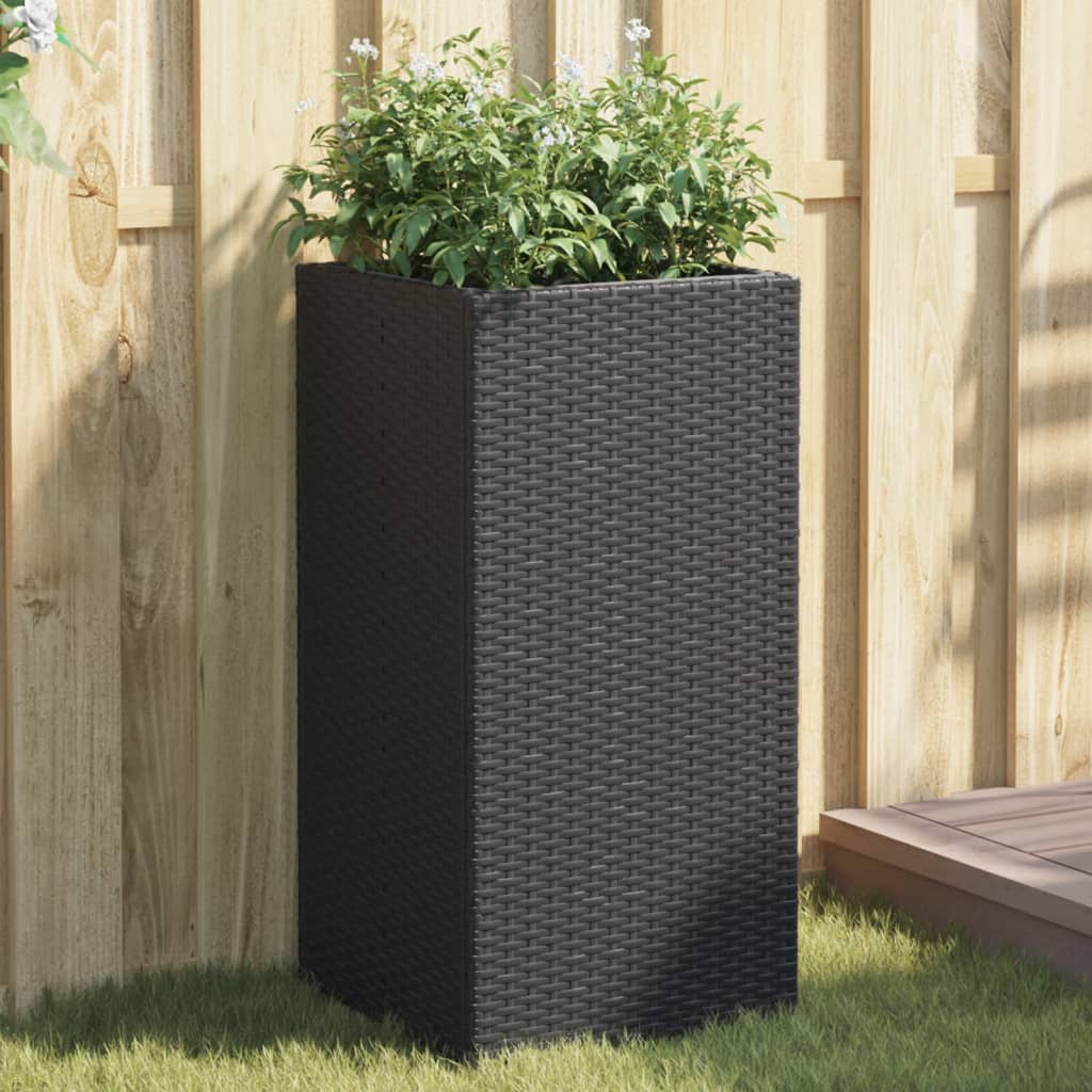 Plantenbak 40x40x80 cm poly rattan zwart is nu te koop bij PeponiXL, paradijselijk wonen!