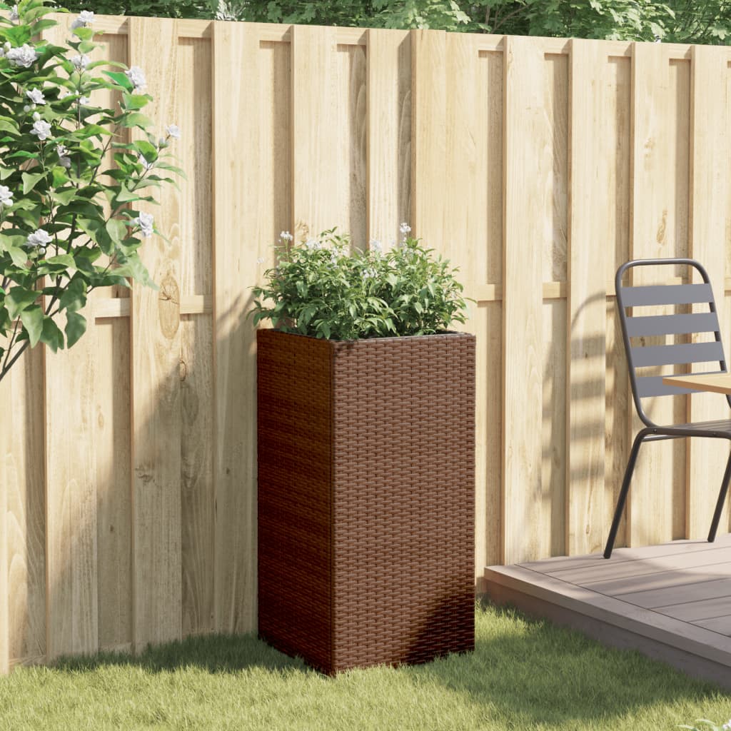 Plantenbak 40x40x80 cm poly rattan bruin is nu te koop bij PeponiXL, paradijselijk wonen!