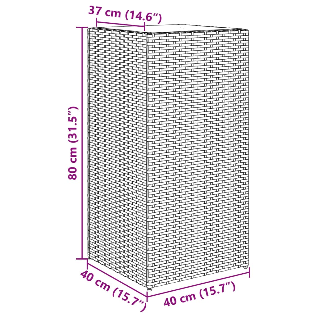 Plantenbak 40x40x80 cm poly rattan bruin is nu te koop bij PeponiXL, paradijselijk wonen!