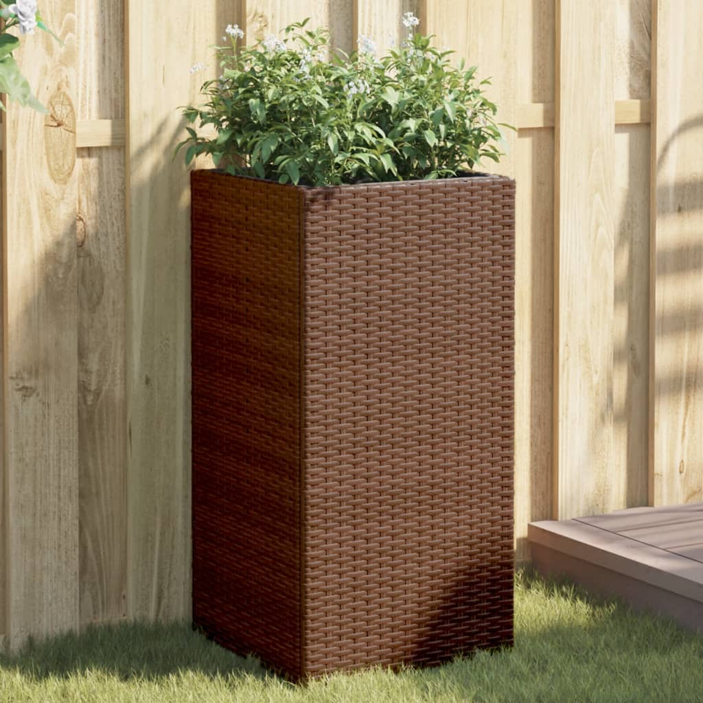 Plantenbak 40x40x80 cm poly rattan bruin is nu te koop bij PeponiXL, paradijselijk wonen!