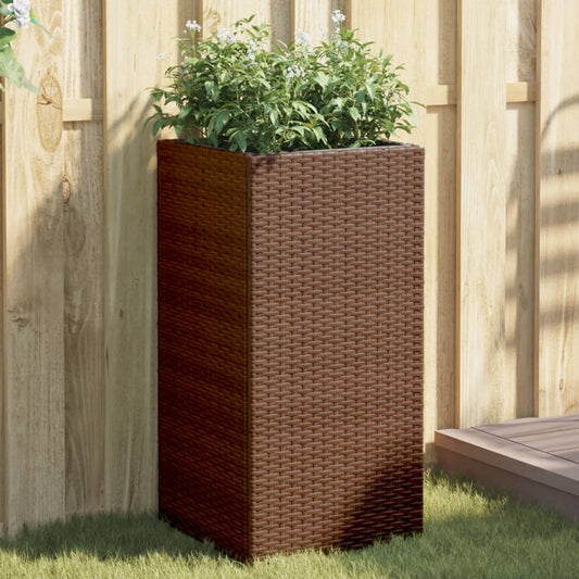 Plantenbak 40x40x80 cm poly rattan bruin is nu te koop bij PeponiXL, paradijselijk wonen!