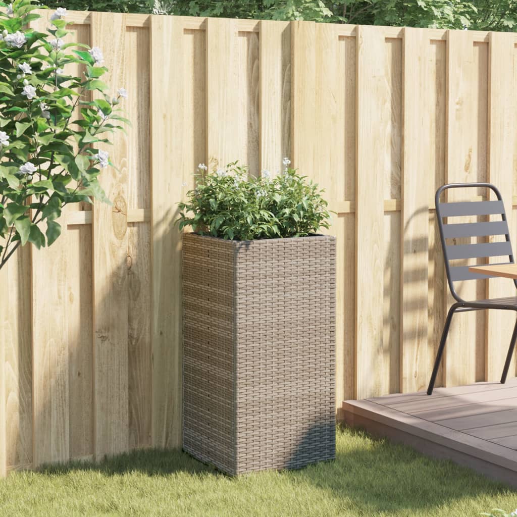 Plantenbak 40x40x80 cm poly rattan grijs is nu te koop bij PeponiXL, paradijselijk wonen!