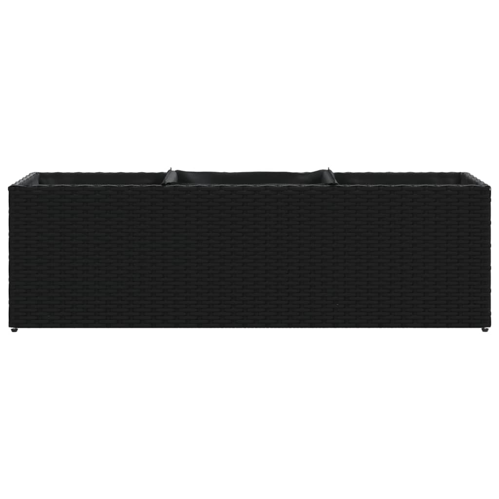 Plantenbak met 3 potten 105x30x32 cm poly rattan zwart is nu te koop bij PeponiXL, paradijselijk wonen!