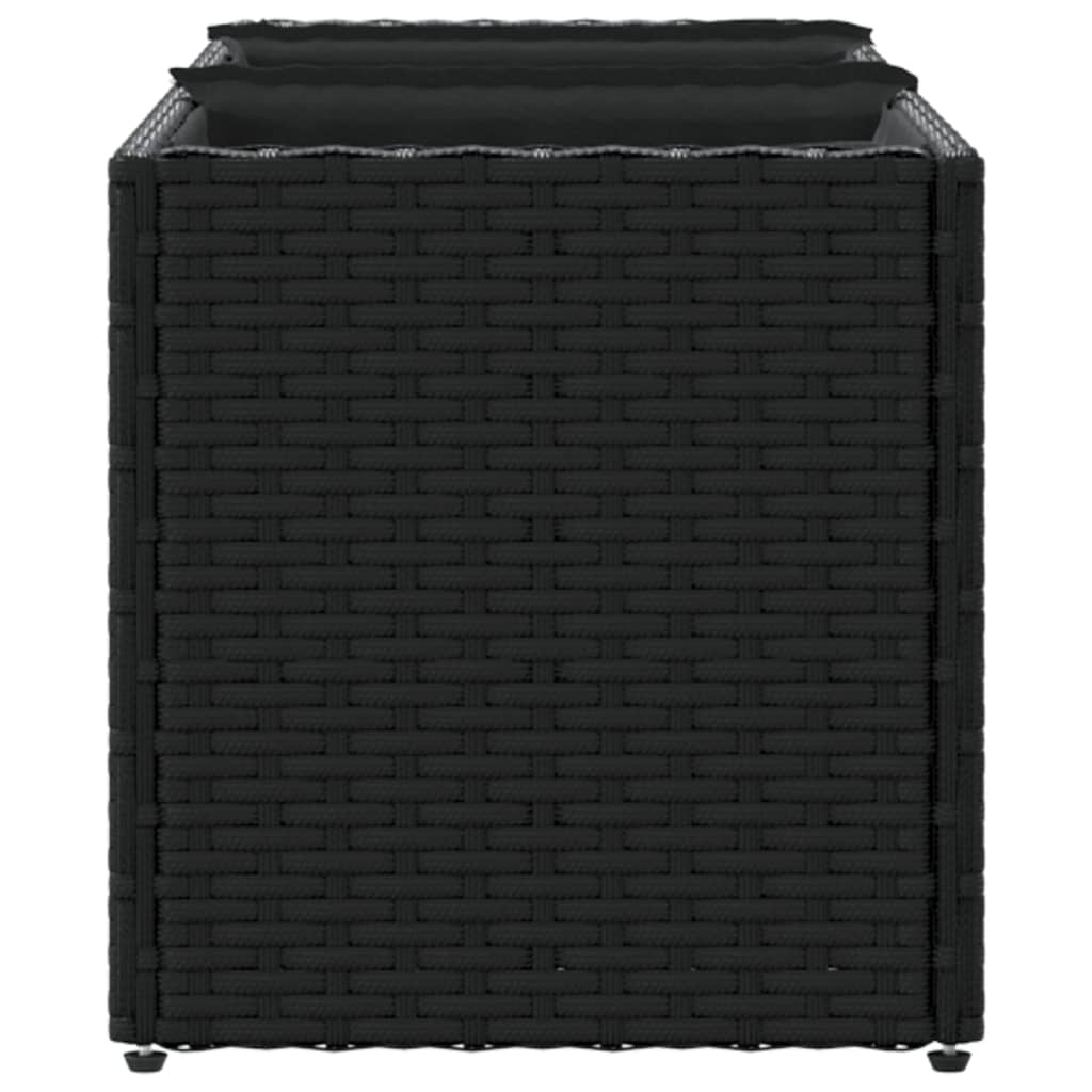 Plantenbak met 3 potten 105x30x32 cm poly rattan zwart is nu te koop bij PeponiXL, paradijselijk wonen!