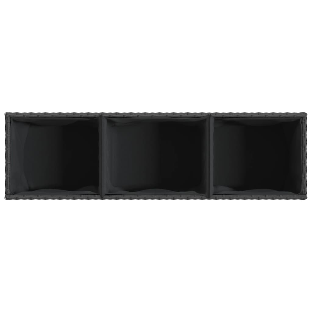 Plantenbak met 3 potten 105x30x32 cm poly rattan zwart is nu te koop bij PeponiXL, paradijselijk wonen!