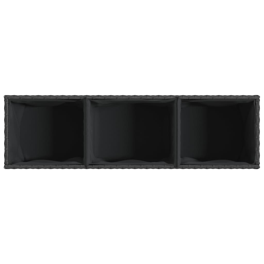 Plantenbak met wielen 3 potten 107x32x38 cm poly rattan zwart is nu te koop bij PeponiXL, paradijselijk wonen!