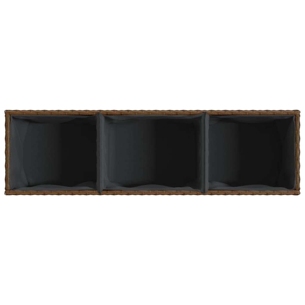 Plantenbak met wielen 3 potten 107x32x38 cm poly rattan bruin is nu te koop bij PeponiXL, paradijselijk wonen!