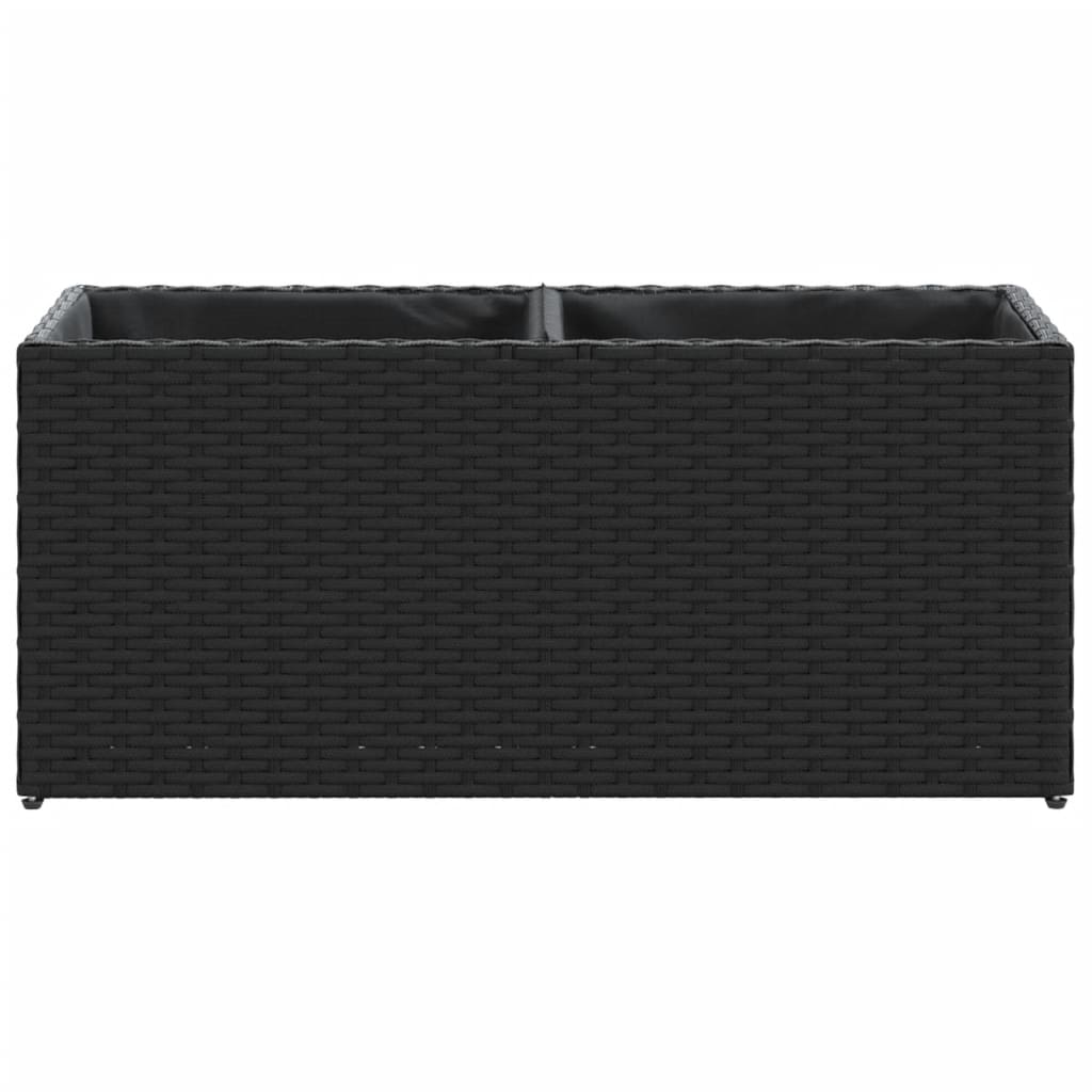Plantenbak met 2 potten 72x30x32 cm poly rattan zwart is nu te koop bij PeponiXL, paradijselijk wonen!