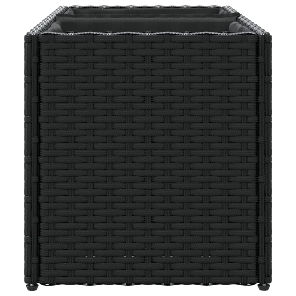 Plantenbak met 2 potten 72x30x32 cm poly rattan zwart is nu te koop bij PeponiXL, paradijselijk wonen!