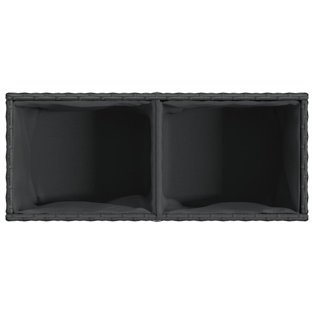Plantenbak met 2 potten 72x30x32 cm poly rattan zwart is nu te koop bij PeponiXL, paradijselijk wonen!