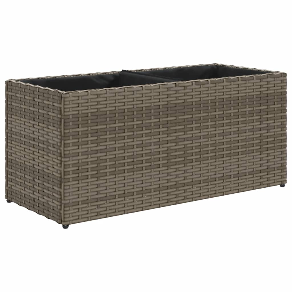 Plantenbak met 2 potten 72x30x32 cm poly rattan grijs is nu te koop bij PeponiXL, paradijselijk wonen!