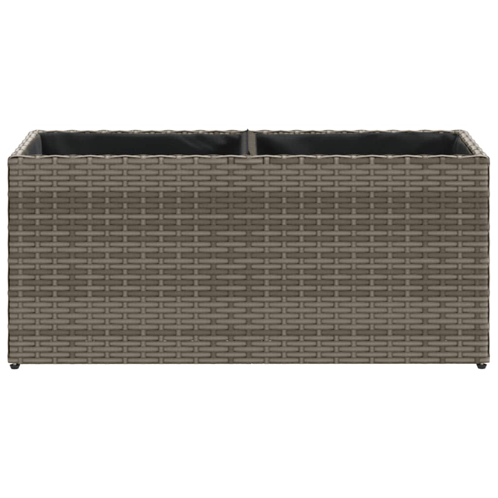 Plantenbak met 2 potten 72x30x32 cm poly rattan grijs is nu te koop bij PeponiXL, paradijselijk wonen!