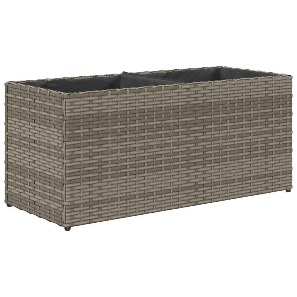 Plantenbak met 2 potten 72x30x32 cm poly rattan grijs is nu te koop bij PeponiXL, paradijselijk wonen!