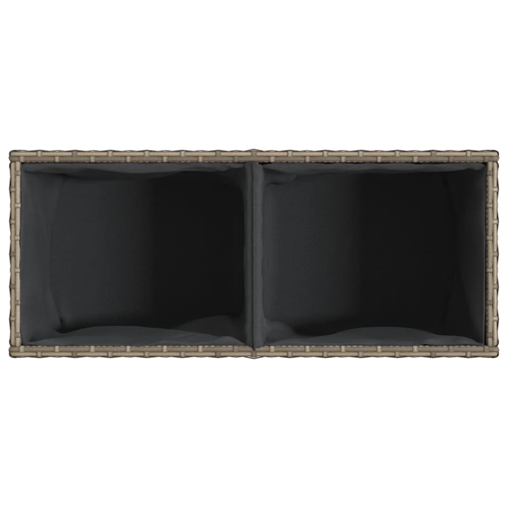 Plantenbak met 2 potten 72x30x32 cm poly rattan grijs is nu te koop bij PeponiXL, paradijselijk wonen!