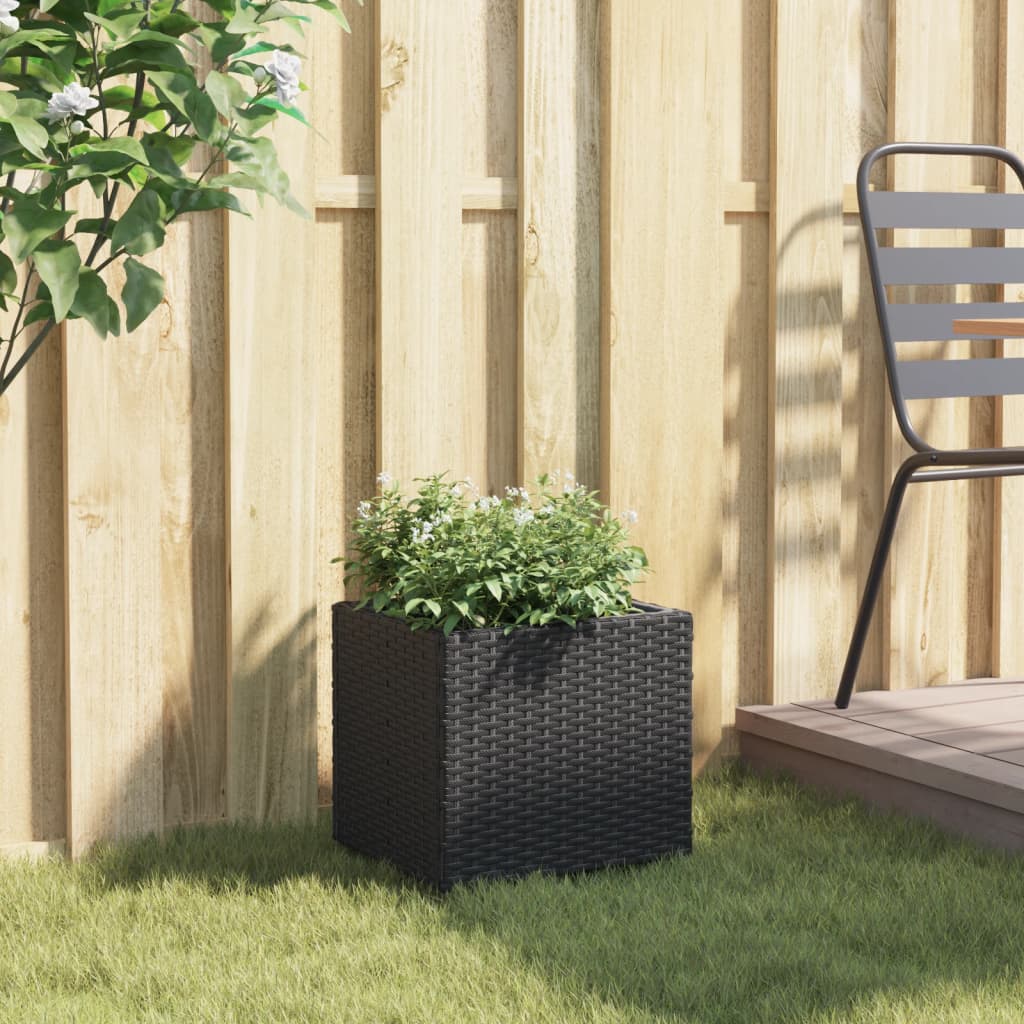 Plantenbak 36x30x32 cm poly rattan zwart is nu te koop bij PeponiXL, paradijselijk wonen!