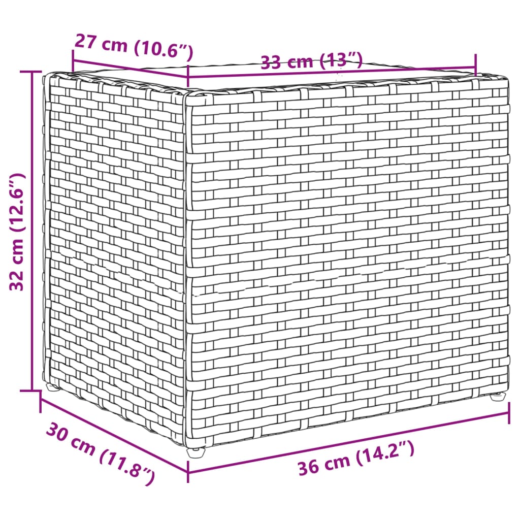 Plantenbak 36x30x32 cm poly rattan zwart is nu te koop bij PeponiXL, paradijselijk wonen!