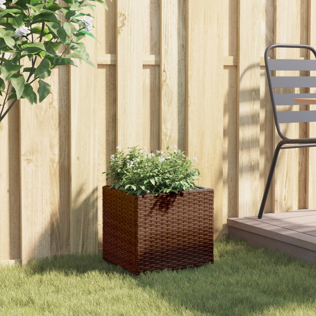 Plantenbak 36x30x32 cm poly rattan bruin is nu te koop bij PeponiXL, paradijselijk wonen!
