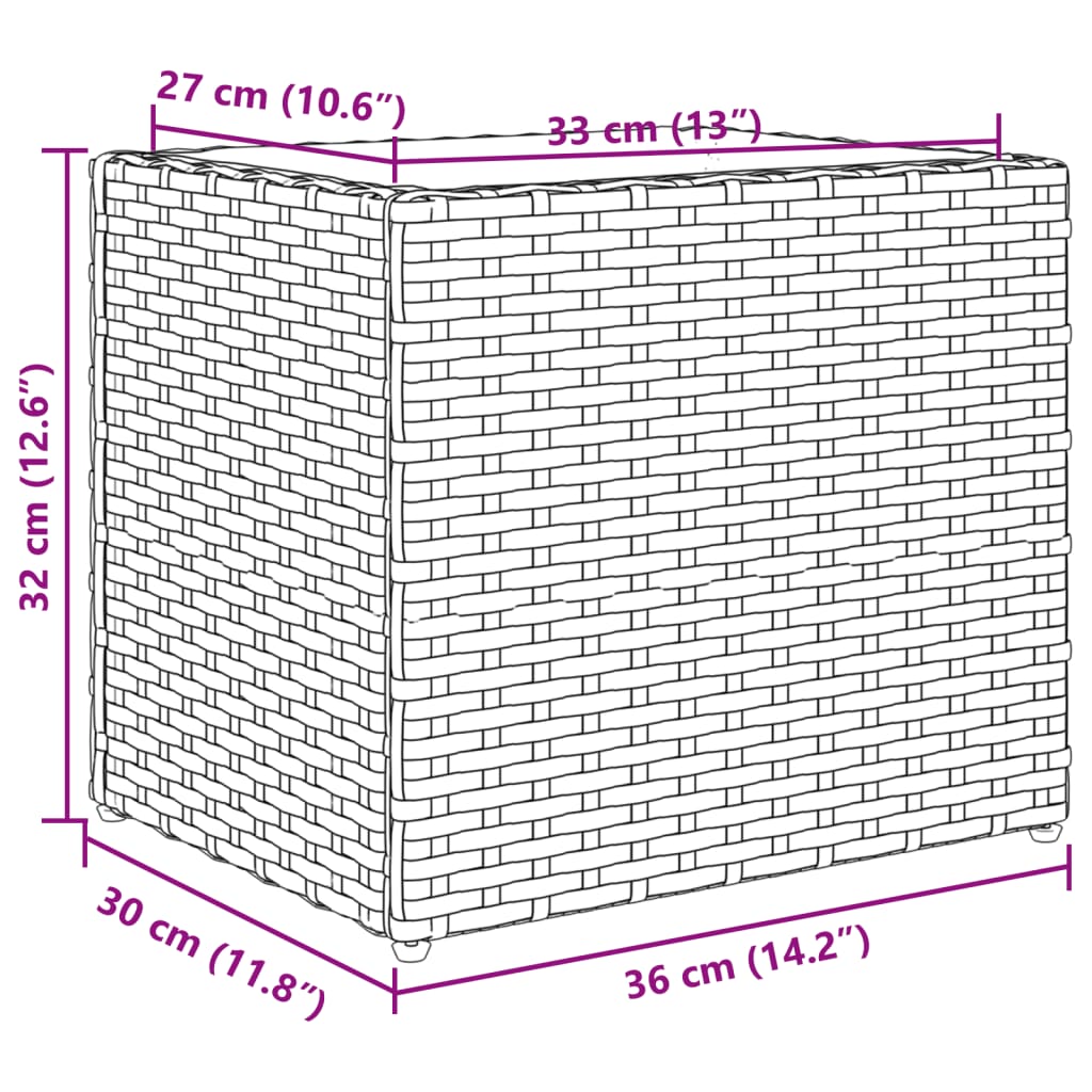 Plantenbak 36x30x32 cm poly rattan grijs is nu te koop bij PeponiXL, paradijselijk wonen!