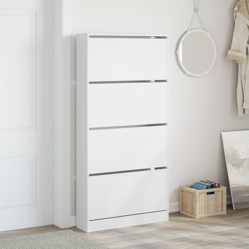 Schoenenkast met 4 klaplades 80x21x163,5 cm wit is nu te koop bij PeponiXL, paradijselijk wonen!