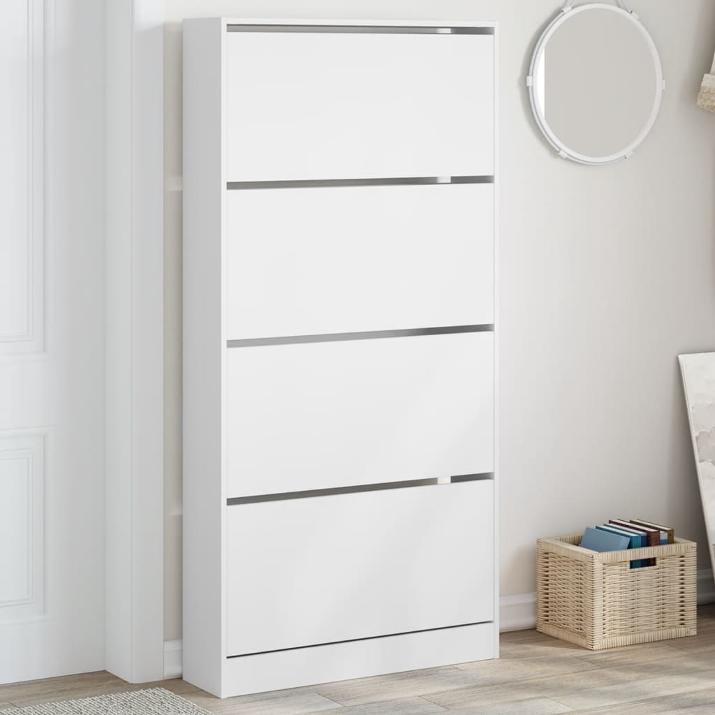Schoenenkast met 4 klaplades 80x21x163,5 cm wit is nu te koop bij PeponiXL, paradijselijk wonen!