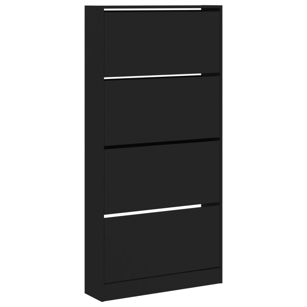 Schoenenkast met 4 klaplades 80x21x163,5 cm zwart is nu te koop bij PeponiXL, paradijselijk wonen!