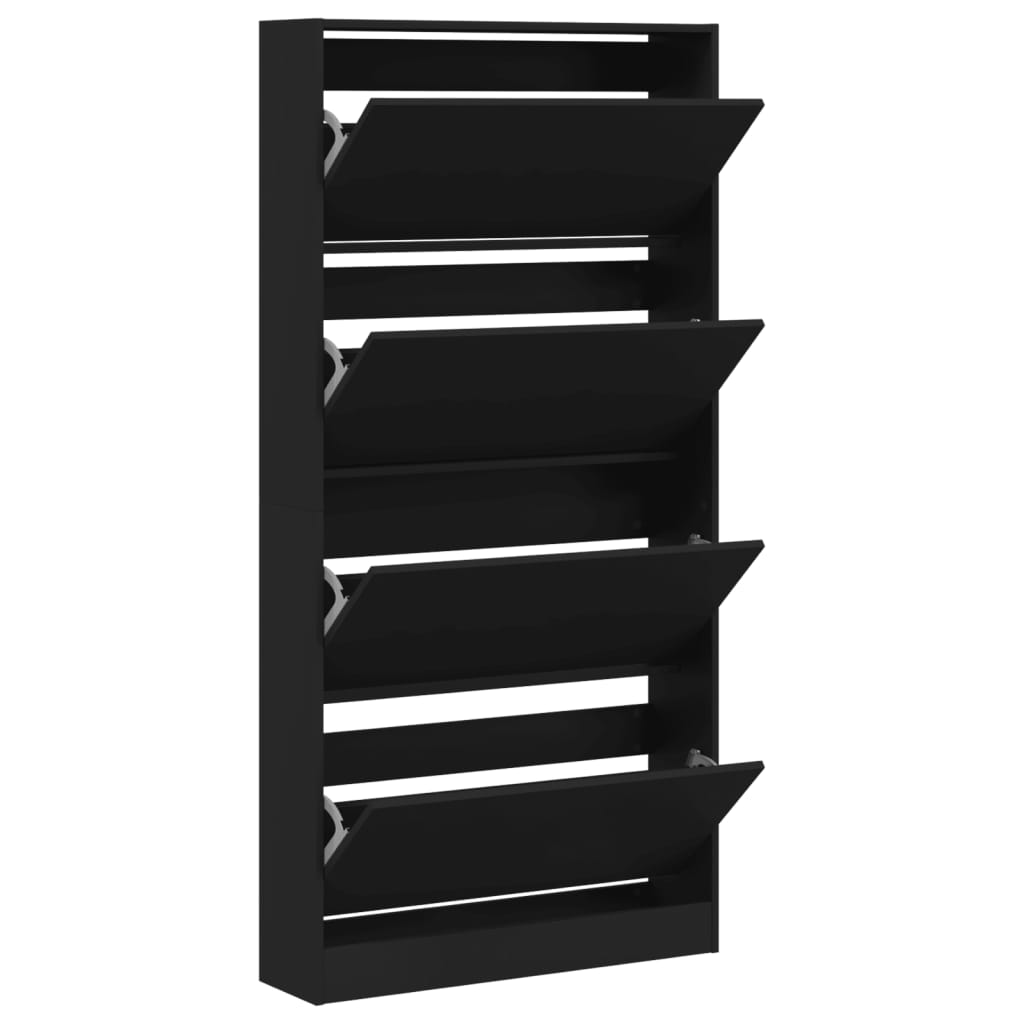 Schoenenkast met 4 klaplades 80x21x163,5 cm zwart is nu te koop bij PeponiXL, paradijselijk wonen!