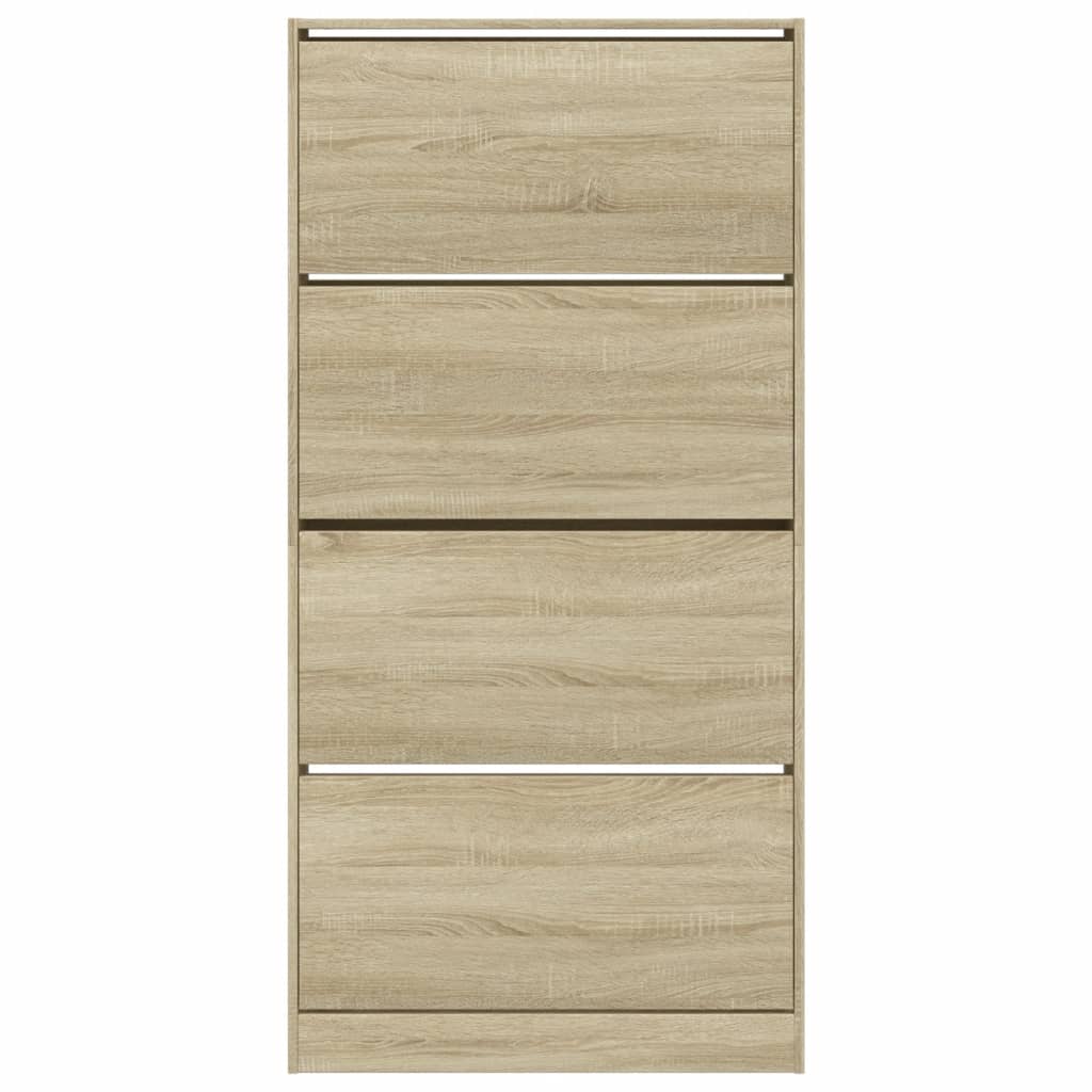 Schoenenkast met 4 klaplades 80x21x163,5 cm sonoma eikenkleurig is nu te koop bij PeponiXL, paradijselijk wonen!