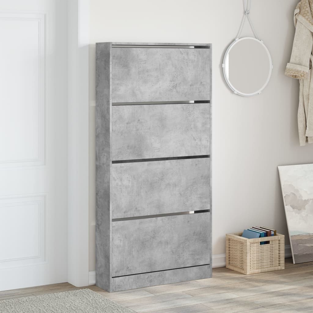 Schoenenkast met 4 klaplades 80x21x163,5 cm betongrijs is nu te koop bij PeponiXL, paradijselijk wonen!