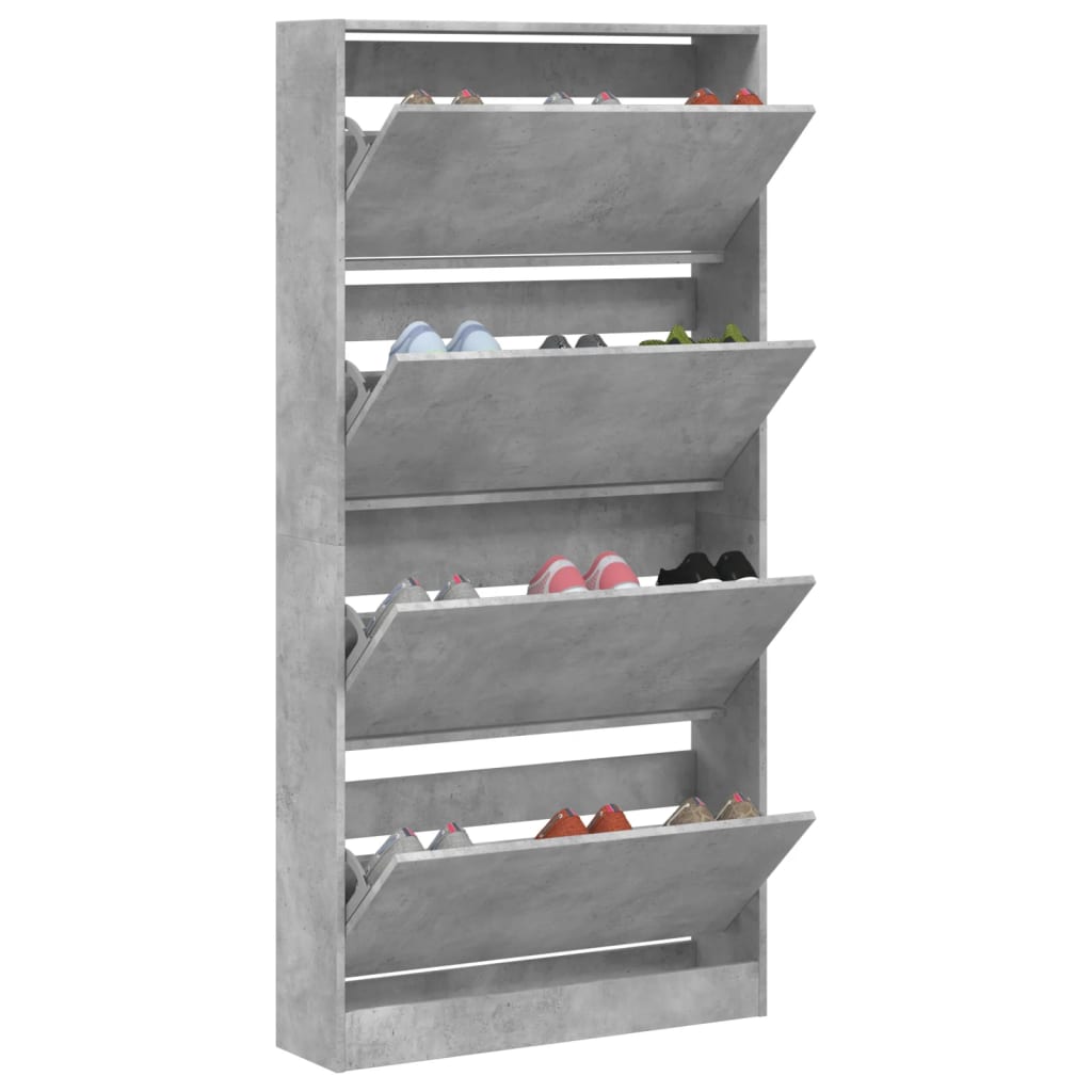 Schoenenkast met 4 klaplades 80x21x163,5 cm betongrijs is nu te koop bij PeponiXL, paradijselijk wonen!