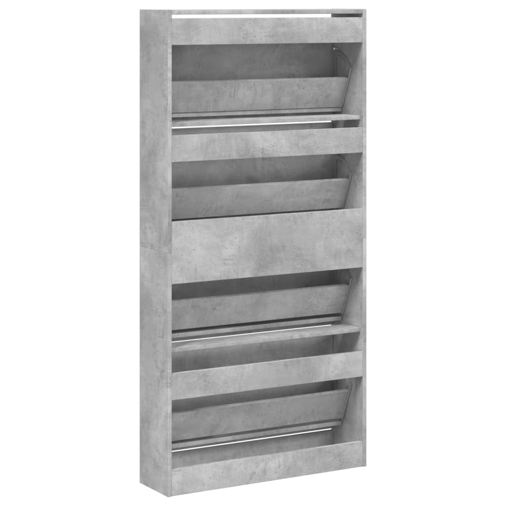 Schoenenkast met 4 klaplades 80x21x163,5 cm betongrijs is nu te koop bij PeponiXL, paradijselijk wonen!