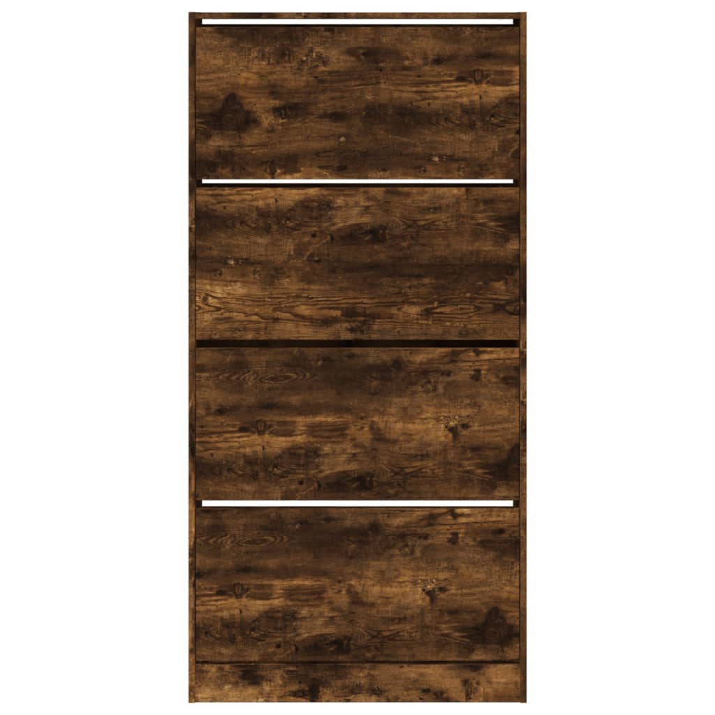 Schoenenkast met 4 klaplades 80x21x163,5 cm gerookt eikenkleur is nu te koop bij PeponiXL, paradijselijk wonen!
