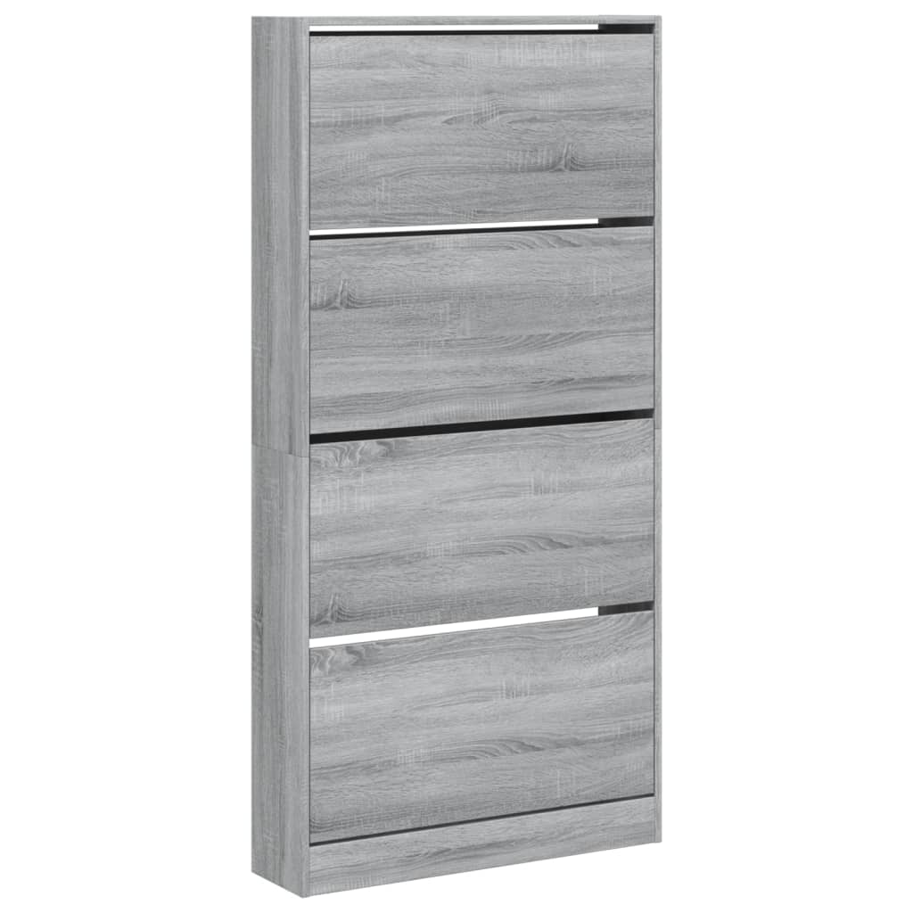 Schoenenkast met 4 klaplades 80x21x163,5 cm grijs sonoma is nu te koop bij PeponiXL, paradijselijk wonen!