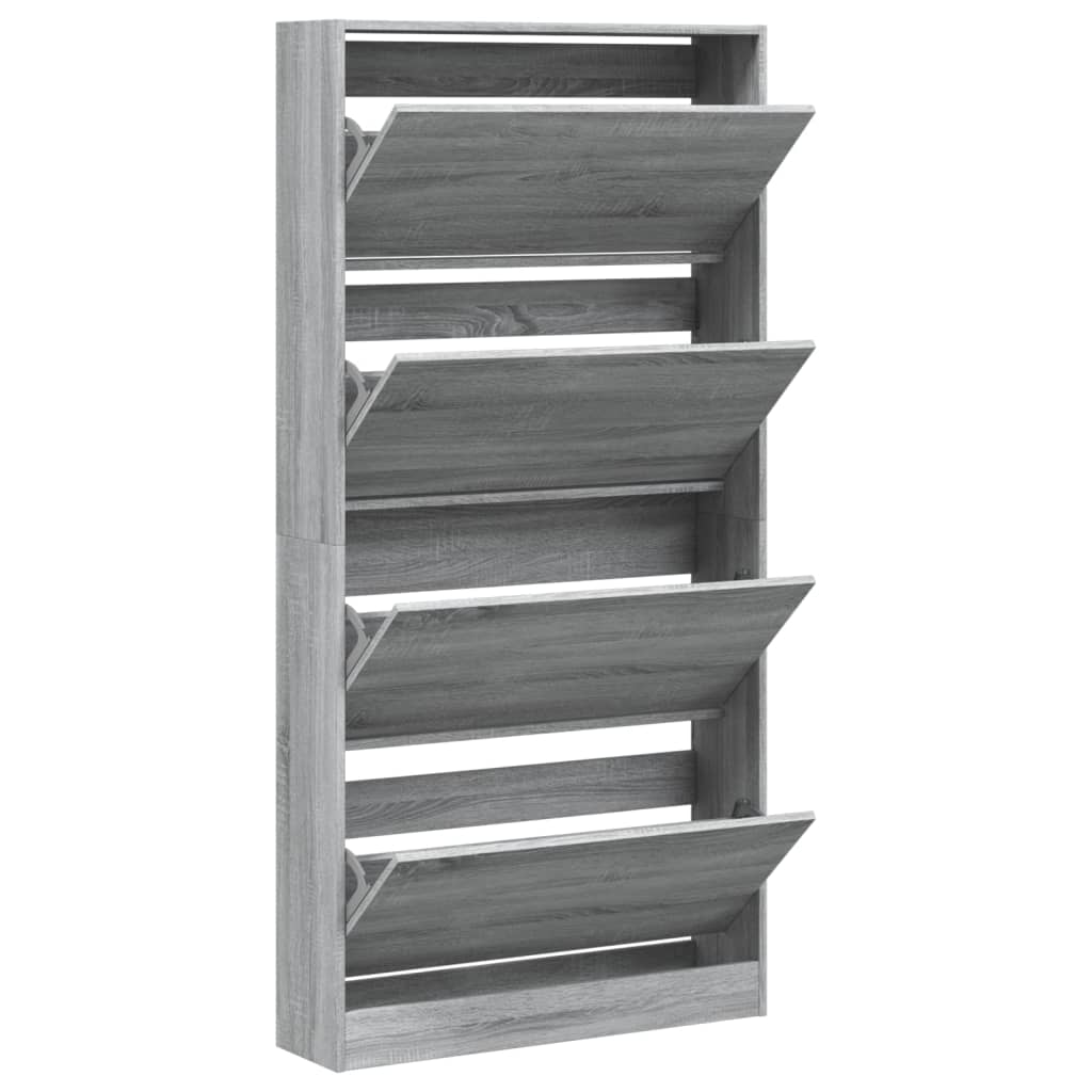 Schoenenkast met 4 klaplades 80x21x163,5 cm grijs sonoma is nu te koop bij PeponiXL, paradijselijk wonen!