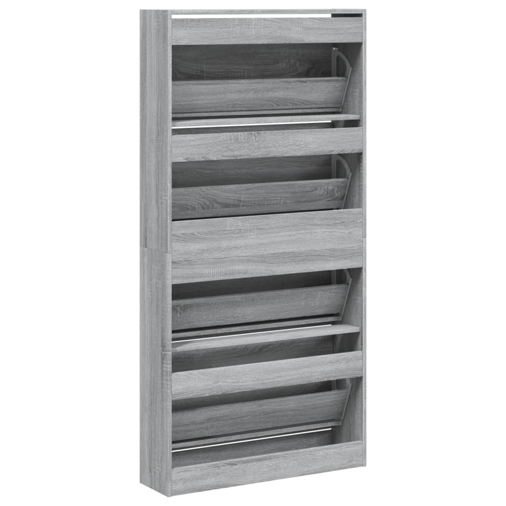 Schoenenkast met 4 klaplades 80x21x163,5 cm grijs sonoma is nu te koop bij PeponiXL, paradijselijk wonen!
